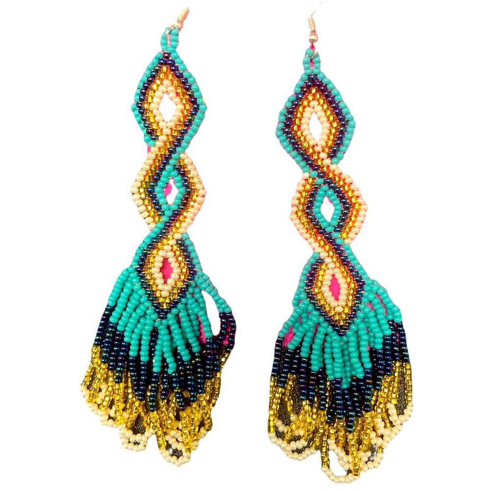 Beaded Aztec Mexican Drop Earrings